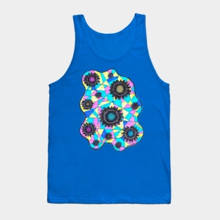 Neon Geometric Flowers Tank Top